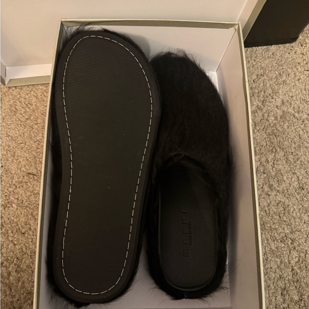 Marni Long Hair Calfskin Fussbett Sabot Mule - Picture 2 of 3